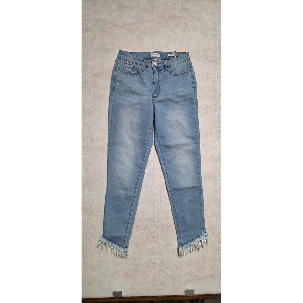 Sofia Jeans by Sofia Vergara Rosa Curvy Ankle Size 6 Blue Frayed Hem Jeans